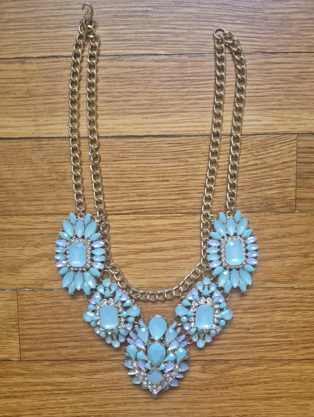 Gold Chain Turquoise Statement Necklace by